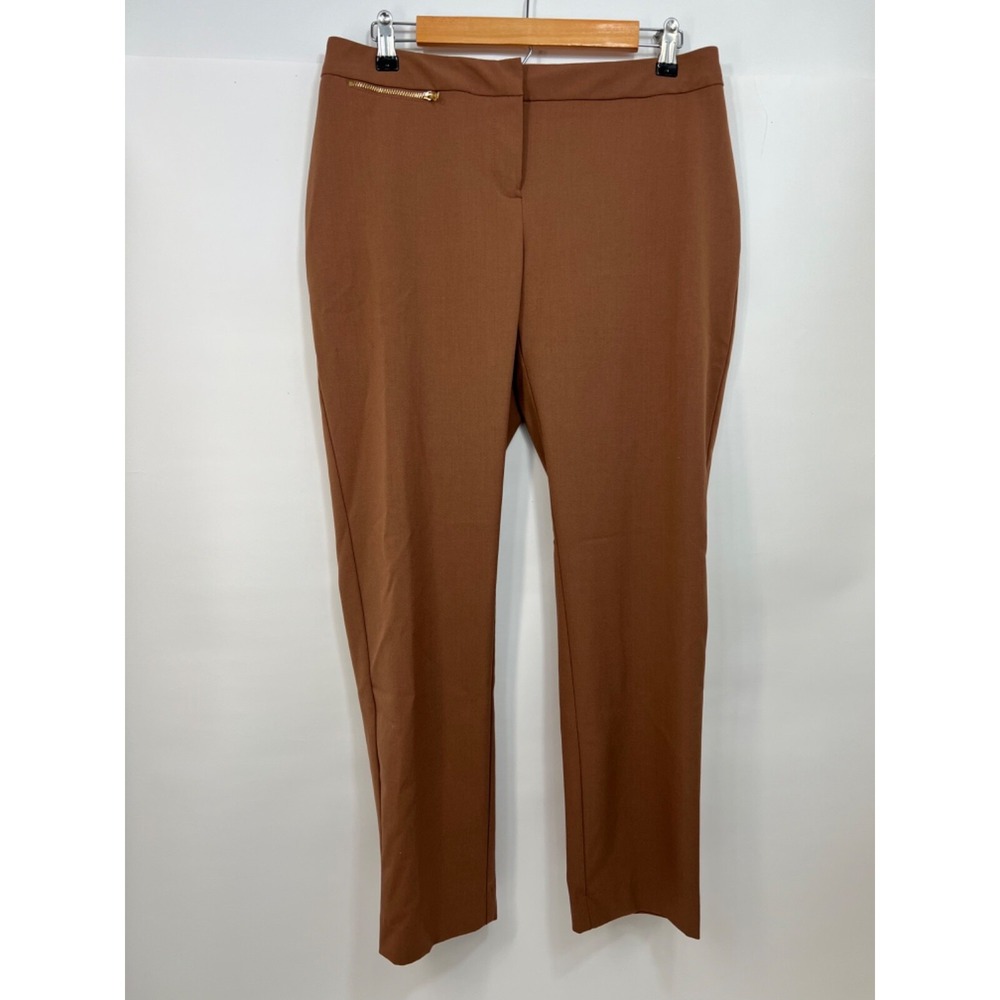 Ellen Tracy Cocoa Brown Dress Pants Size Zip Business Career Womens Pants 12